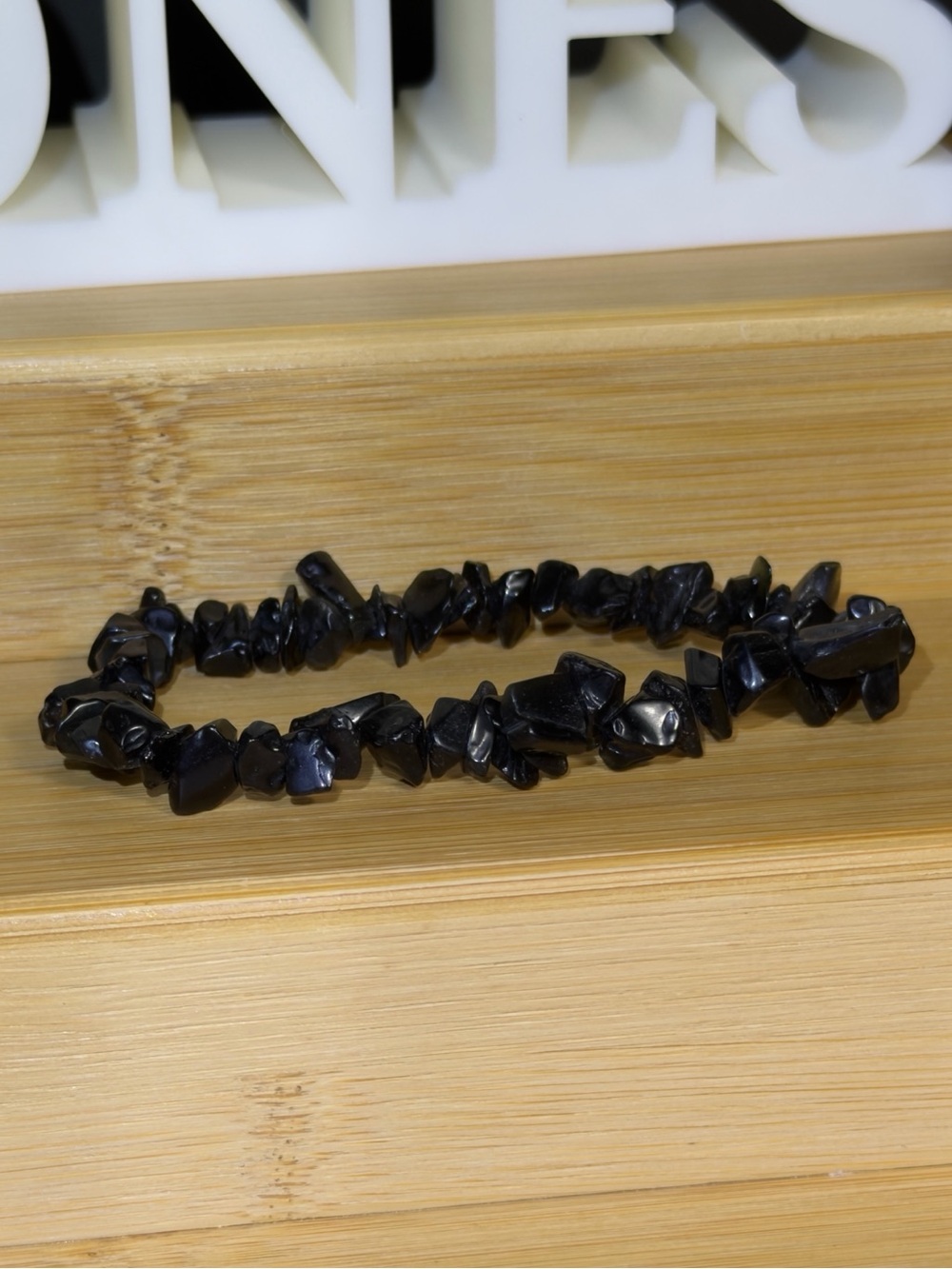 Black Obsidian Stretchy Chip Bracelet